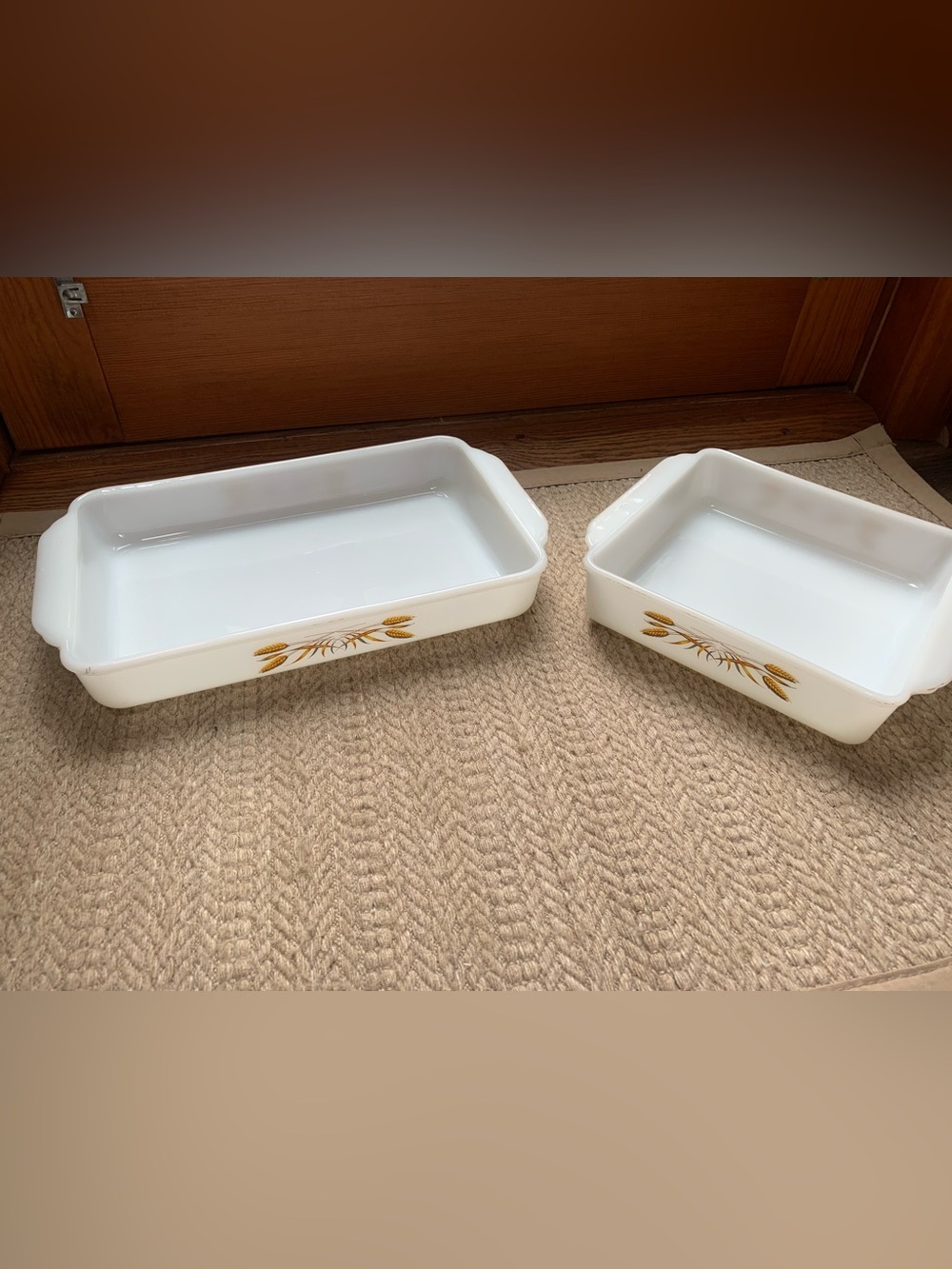 Anchor Hocking Fire King Baking Dishes. “Golden Wheat” Pattern.